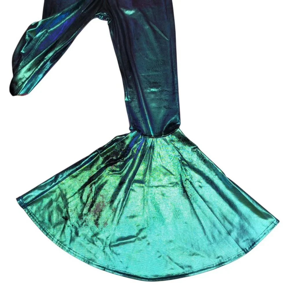 Mermaid Flare Leg Pants Costume Green‎ Shiny Girls Large